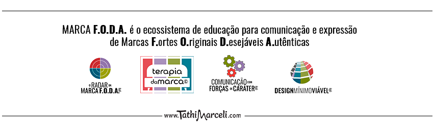 banner com os símbolos dos cursos da Escola Marca F.O.D.A.: Radar da Marca, Terapia da Marca. Design Minimo Viale e Comunicacao com as Forcas de Carater